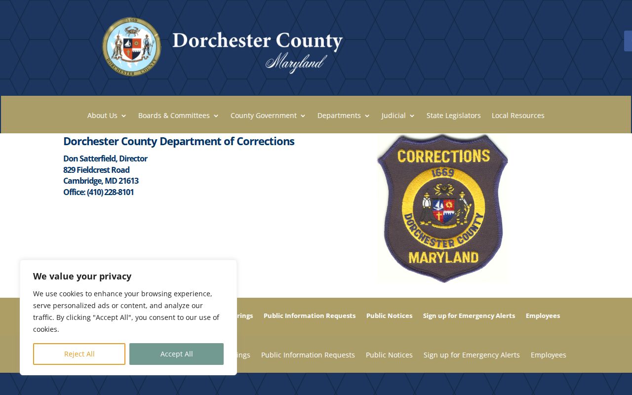 Dorchester County Detention Center release records and contact source