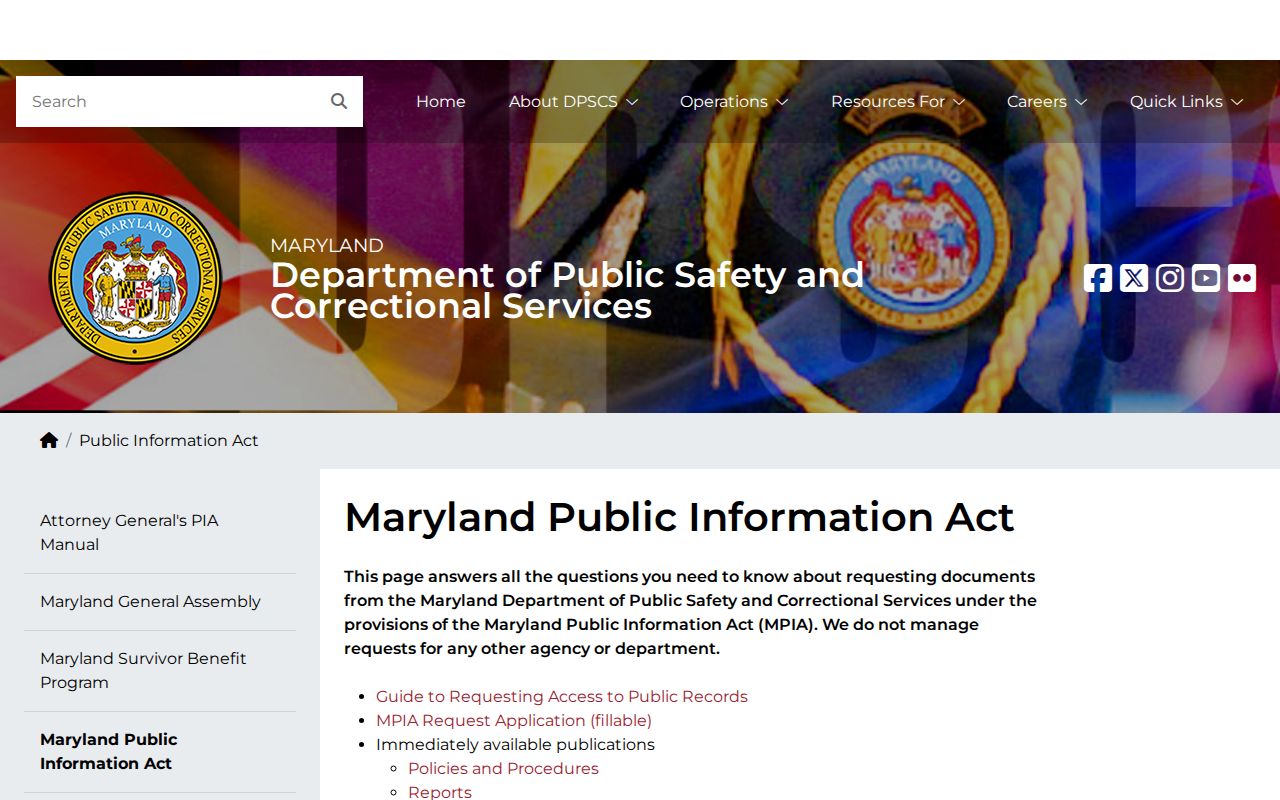 DPSCS records request channel for Dorchester County released inmate photographs