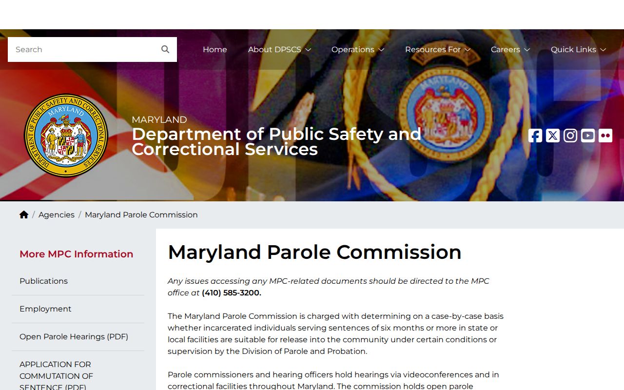 Maryland Parole Commission source for Dorchester County post-release supervision records