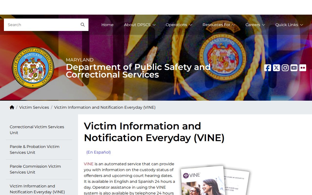 Dorchester County Maryland VINE release alert registration instructions